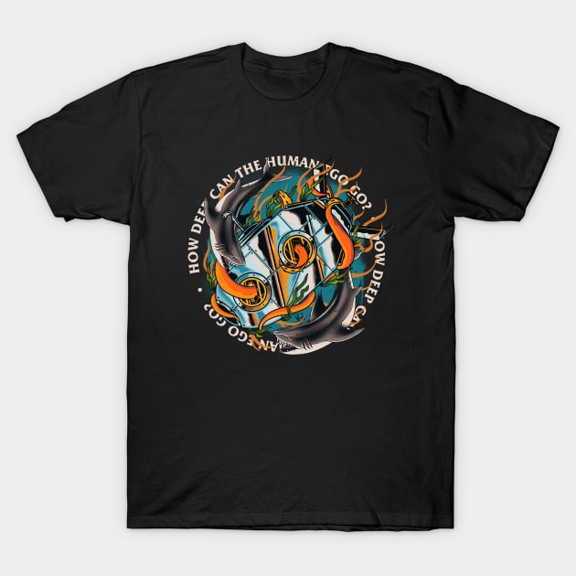 Sinking Submarine Billionaires Shark Octopus Ego Human T-Shirt by alxmd